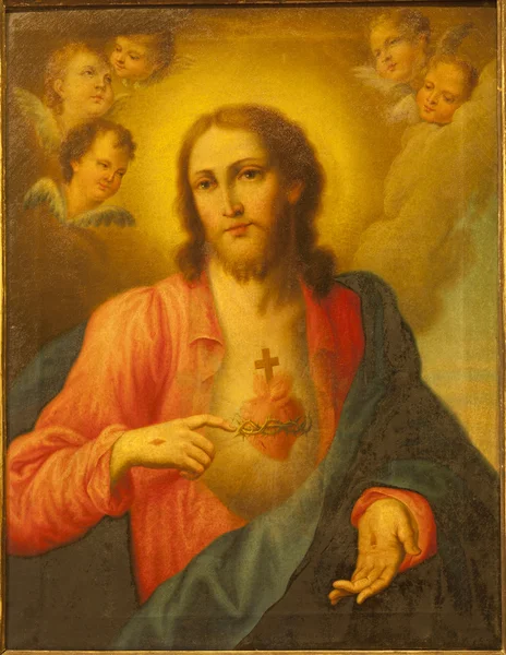 Verona - 27. ledna: srdce Ježíše Krista. malovat od kostela san lorenzo na 27 lednu 2013 v verona, Itálie — Stock fotografie