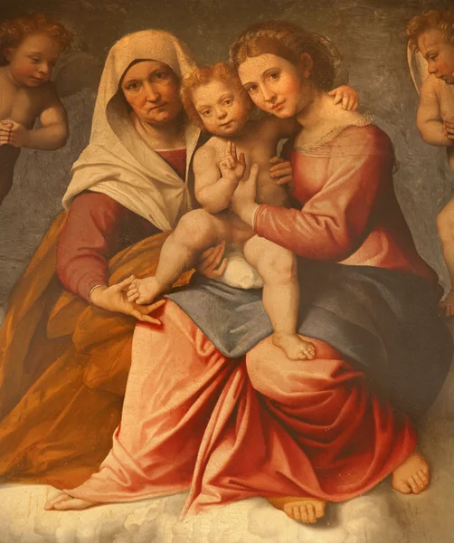 VERONA - 28 GENNAIO: Dipinto della Madonna con il Bambino e Sant'Anna di Francesco Caroto dell'anno 1528 dalla chiesa di San Fermo Maggiore il 28 gennaio 2013 a Verona . — Foto Stock
