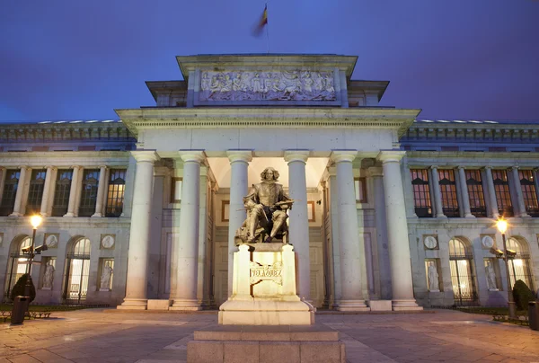 Мадрид - Museo Nacional-дель-Прадо в ранкові сутінки — стокове фото