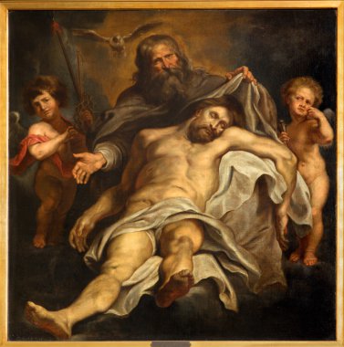 Antwerp, Belçika - 4 Eylül: cross tarafından Barok büyük ressam tarafından devrilmesinden sonra peter paul rubens Aziz willibrordus Kilisesi 4 Ekim 2013 tarihinde Antwerp, Belçika