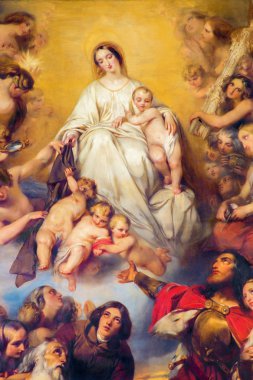 Antwerp, Belçika - 5 Eylül: detay bizim hanımın carmel boya 19 ucunu g. wappers tarafından. cent. st. charles borromeo kilisede antwerp, Belçika 5 Eylül 2013 tarihinde ana sunak üzerinde