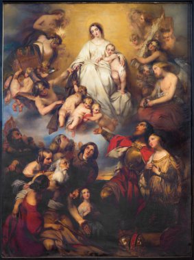 Antwerp, Belçika - 5 Eylül: detay bizim hanımın carmel boya 19 ucunu g. wappers tarafından. cent. st. charles borromeo kilisede antwerp, Belçika 5 Eylül 2013 tarihinde ana sunak üzerinde