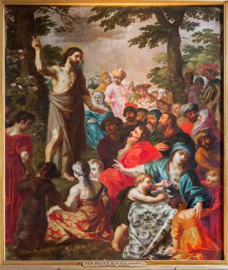 Antwerp, Belçika - 4 Eylül: St John baptist kadınımız 4 Ekim 2013 tarihinde Antwerp, Belçika katedral içinde van balen h. de oude (1560-1632) tarafından vaaz