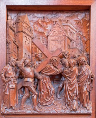 Antwerp, Belçika 5: İsa'nın annesi karşılamaktadır. st. pauls church (paulskerk) olarak 5 Eylül 2013 antwerp, Belçika oyulmuş.