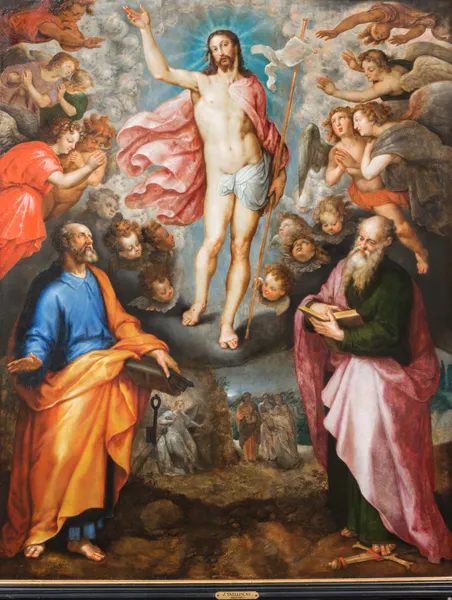Mechelen, Belgien - 6 september: måla av Kristi uppståndelse av j. snellinckx (1544-1588) i St rumbold katedral på 6 september 2013 i mechelen, Belgien. — Stockfoto