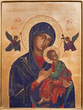 Antwerp, Belçika - 6 Eylül: Aziz willibrordus Kilisesi 6 Eylül 2013 tarihinde Antwerp, Belçika madonna'nın simgesi