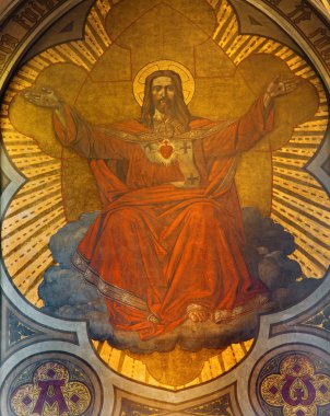 Antwerp, Belçika - 5 Eylül: joriskerk ya da st. george Kilisesi 19 ana apsiste İsa'nın kalbinde havada. cent. 5 Eylül 2013 Antwerp, Belçika