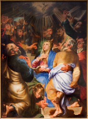Antwerp, Belçika - 5 Eylül: boya pentecost sahne tarafından matthijs voet st. pauls Kilisesi (paulskerk) 5 Eylül 2013 tarihinde Antwerp, Belçika