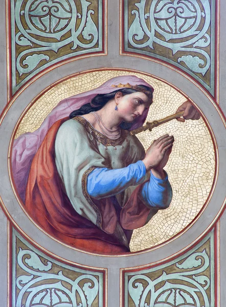 VIENNA - JULY 27: Fresco of Dalila woman of Samson from 19. cent. in Altlerchenfelder church on July 27, 2013 Vienna. — Stock Photo, Image