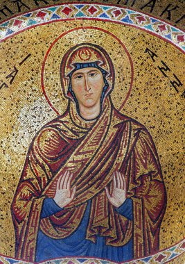 Palermo - 8 Nisan: Mozaik Aziz Anna santa maria Kilisesi Dell ' ammiraglio veya la martorana 12. cent. 8 Nisan 2013, palermo, İtalya.