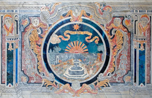 Palermo - 8. dubna: barokní mozaika na boční oltář kostela santa maria Dell ' ammiraglio nebo la martorana na 8 dubna 2013 v Palermu, Itálie. — Stock fotografie