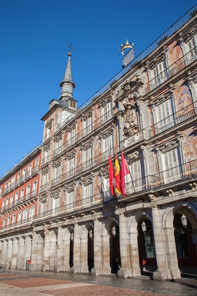 Madrid - Facade of Casa de la panderia from Plaza Mayor in morning light in March 9, 2013 in Spain. — Stock Photo, Image