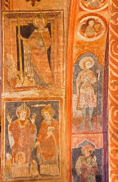 Stitnik - 29 december 2013: middeleeuwse fresco's in gotische evangelische kerk in stitnik van 14-15 cent. — Stockfoto