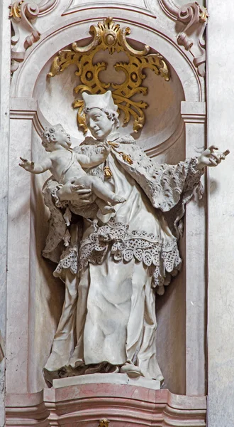 JASOV, SLOVAKIA - JANUARY 2, 2013: Baroque sculpture of Saint John the Nepomuk in nave of Premonstratesian cloister by Johann Anton Krauss (1728 - 1795) in Jasov. — Stock Photo, Image
