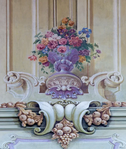 JASOV - 2 JANVIER : Fresque du bouquet baroque de J, L, Kracker (1752 - 1776) sur plafond baroque du cloître de Jasov le 2 janvier 2014 à Jasov, Slovaquie . — Photo