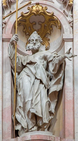 JASOV - JANUARY 2: Baroque sculpture of Saint John the Baptist in nave of Premonstratesian cloister by Johann Anton Krauss (1728 - 1795) in Jasov on January 2, 2014 in Jasov, Slovakia. — Stock Photo, Image