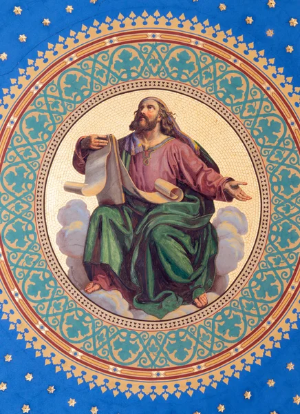 VIENNA - 27 LUGLIO: Affresco di uno dei quattro grandi profeti dell'anno 1855 di Joseph Schonman sul soffitto della navata laterale della chiesa di Altlerchenfelder il 27 luglio 2013 Vienna . — Foto Stock