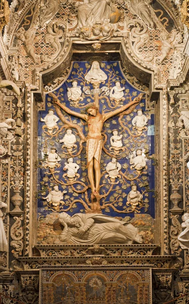 PALERMO - APRIL 9: Baroque Crucifixion from chapel on the north side of Monreale cathedral on April 9, 2013 in Palermo, Italy. — Stock Photo, Image