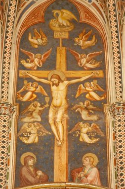 Verona - 27 Ocak: çarmıha germe fresco ana apsis martino da verona sonunda 14 dan tarafından gelen. cent. Basilica san zeno içinde 27 Ocak 2013 yılında Verona, İtalya.