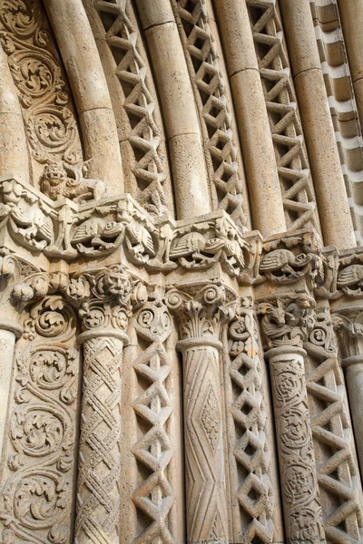 BUDAPEST - SEPTEMBER 22: Detail of from west portal on gothic Church of Jak in Vajdahunyad castle on September 22, 2012 in Budapest. — Stock Photo, Image