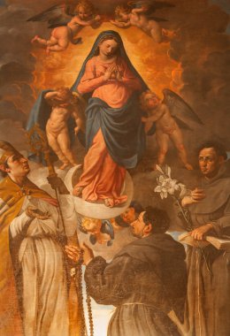 Verona - 28 Ocak: boya, Meryem ve Aziz m. g. falconetto 1504 28 Ocak 2013 tarihinde, verona, İtalya tarafından kilise san fermo maggiore içinde