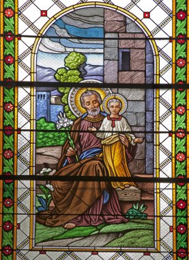 Levoca - Ağustos 1: saint joseph--dan pencere camı Meryem ziyaret Ağustos 1, Basilica 2012 yılında levoca, Slovakya.