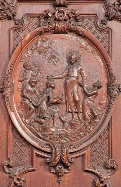 Antwerp, Belçika - 5 Eylül: sahne oyulmuş St francis xavier baptist maledives st. charles borromeo Kilisesi kralı 5 Eylül 2013 antwerp, Belçika