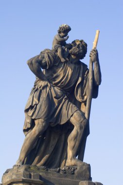 Prag'daki charles Bridge St christophorus heykeli