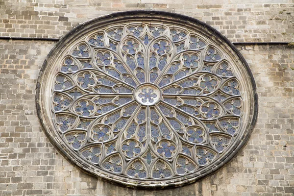 Barcelona - rozet van gotische kerk santa maria del pi — Stockfoto