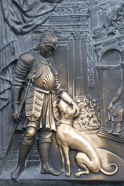 Detalj från relief på charles bridge - martyrium st john nepomuc - Prag — Stockfoto