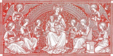 lithograpy eski missale Romanum: Madonna renkli