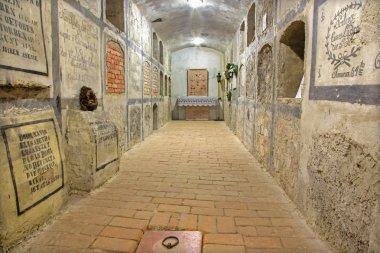 Bratislava, Slovakya - 11 Şubat 2014: crypt st. martin cathedral st. ann şapelde altında.