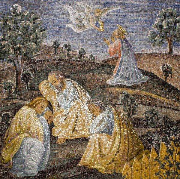 Rome - mosaic - Prayer of Jesus in Gethsemane garden in basilica of st. Peters - last super