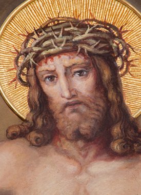 Vienna, Avusturya - ö. 17 Şubat 2014: fresk dobling begin 20 den carmelites kilisede dirilen İsa'nın detay. cent. Josef kastner tarafından.