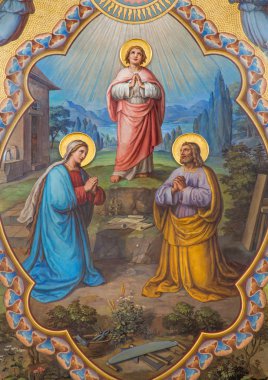 Vienna, Avusturya - ö. 17 Şubat 2014: Kutsal Aile. Papaz dobling josef kastner yaşındaki 1906-1911 yılında carmelites kilisesinin dan büyük açık havada detay.