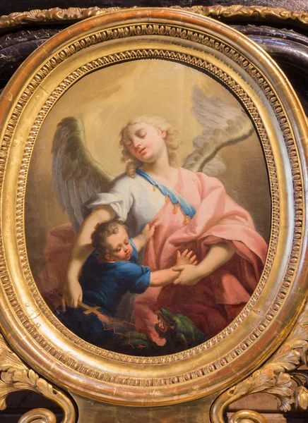 VIENA, AUSTRIA - 17 DE FEBRERO DE 2014: Pintura de ángel de la guardia del altar lateral de la catedral de San Esteban o Stephansdom . — Foto de Stock