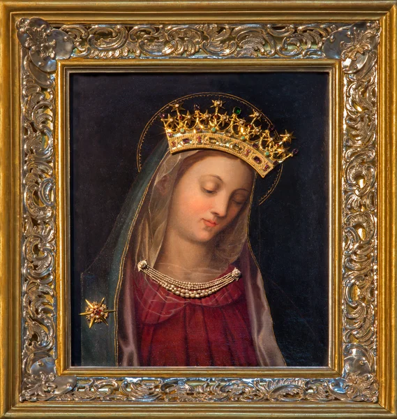 VIENNE, AUTRICHE - 17 FÉVRIER 2014 : Glorieuse peinture de Vierge Marie par un peintre italien inconnu de 15 à 16 ans. dans l'église des Carmélites à Dobling . — Photo