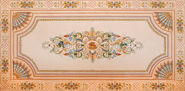 SAINT ANTON, SLOVAKIA - FEBRUARY 26, 2014: Detail of ceiling fresco from library in palace Saint Anton from 19. cent.