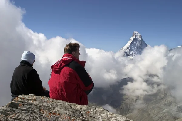 Matterhorn a horolezce — Stock fotografie