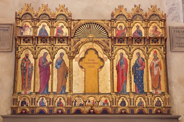 BOLOGNA, ITALIA - 16 DE MARZO DE 2014: Altar "Politico" de Paolo Veneziano del año 1345 en la iglesia San Giacomo Maggiore . —  Fotos de Stock