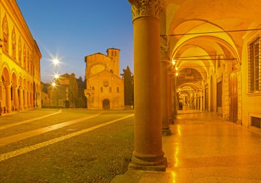 Bologna - Saint Stephen square or Piazza San Stefano in morning dusk. clipart