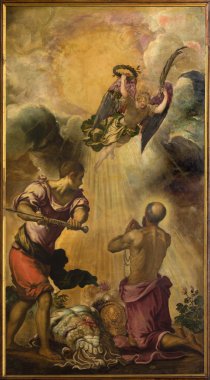 Venice, İtalya - 11 Mart 2014: st. paul (1556) işten çıkarma tarafından kilise santa maria dell orto götürüyoruz, jacopo robusti (tintoretto).