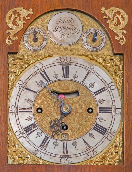 SAINT ANTON, SLOVAKIA - FEBRUARY 26, 2014:  Detail of empire table clock from 19. cent. in palace Saint Anton. — Stock Photo, Image