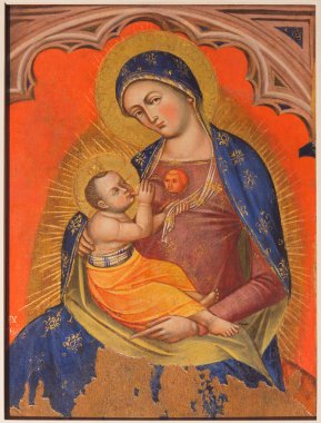 Venice, İtalya - 14 Mart 2014: madonna fresk 14 bilinmeyen ressamı. cent. kilise San francesco della vigna