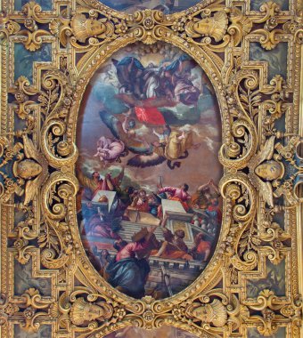 Venice, İtalya - 12 Mart 2014: tavan Capella della ss. vergine demir 17. cent. Basilica di san giovanni e paolo kilisede.