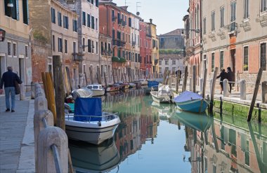 Venice, İtalya - 12 Mart 2014: fondameneta delle eremite Caddesi ve kanal rio delle eremite