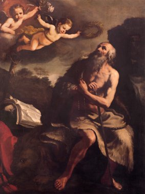 Bologna, İtalya - 16 Mart 2014: St jerome boya ludovico tarafından kilise san martino in carracci (1555-1619).