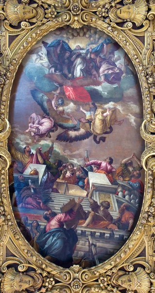 Benátky, Itálie - 12.03.2014: strop cappella della SS. vergine del Rosario z 17. stol. v Basilica di San Giovanni e paolo kostel. — Stock fotografie