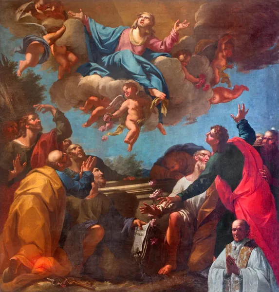 VENICE, ITALY - MARCH 13, 2014: The Assumption of Virgin Mary paint by in church of San Martino or Saint Martin on Burano island by unknown painter of Venice school (18. cent.) — Stock Photo, Image