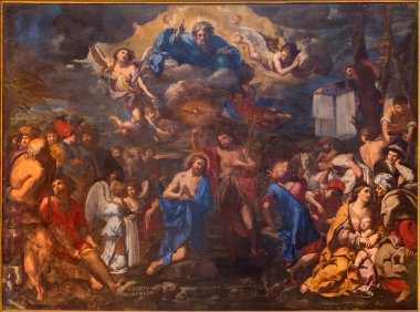 Bologna, İtalya - 17 Mart 2014: İsa'nın vaftiz elisabetta sirani Barok kilise san girolamo 1658 yılında gelen tarafından della certosa.